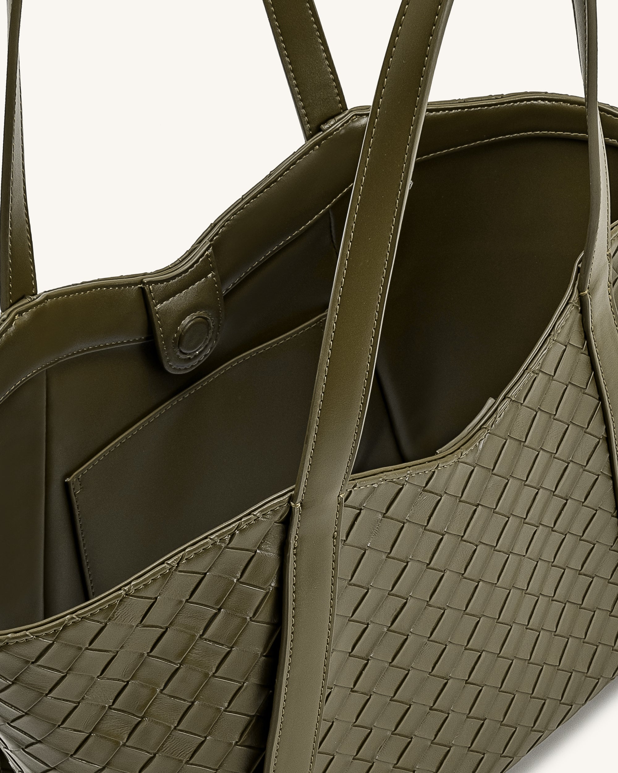 Jw Pei Kiana Large Capacity Weave Texture Tote Bag Dark Olive