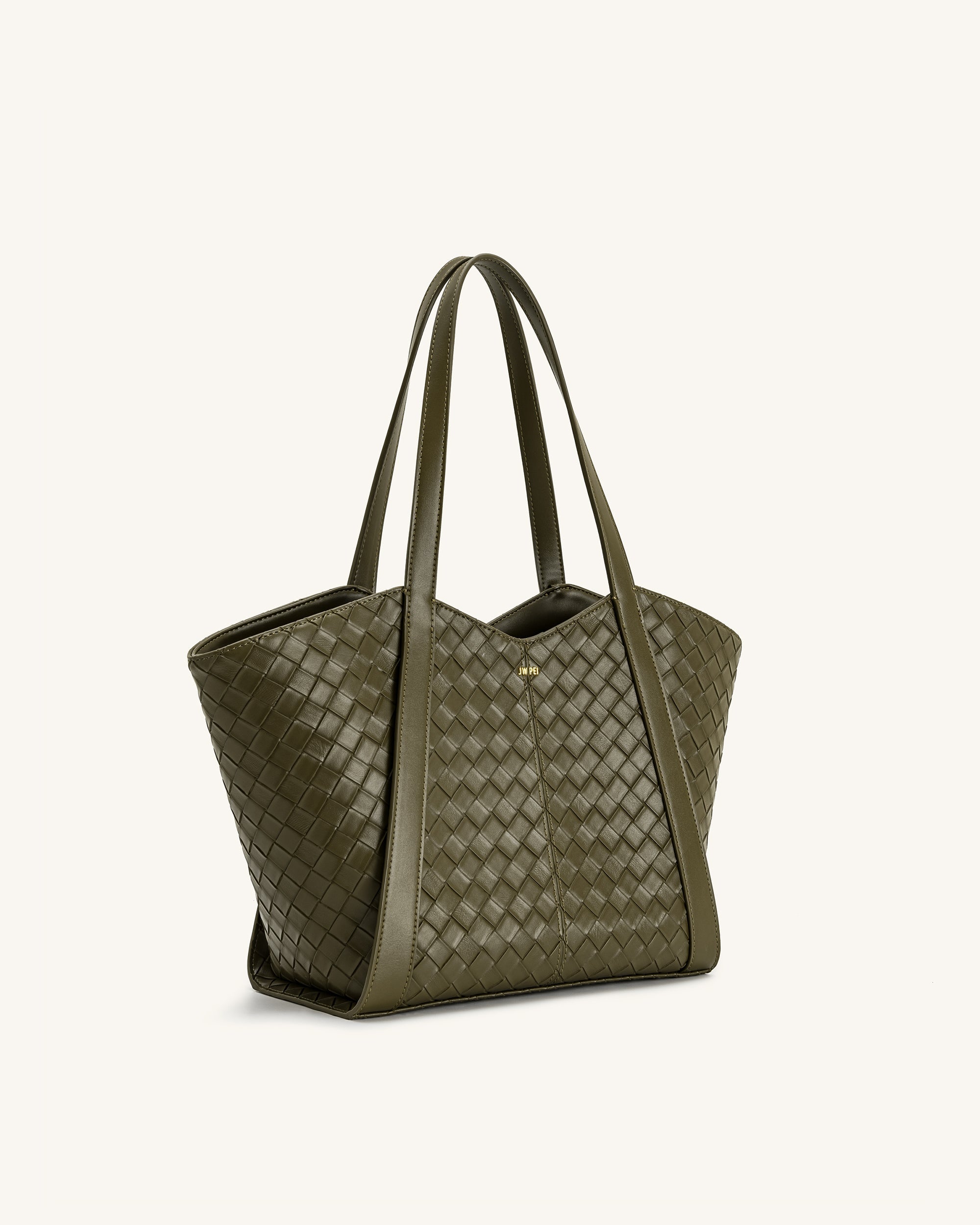 Jw Pei Kiana Large Capacity Weave Texture Tote Bag Dark Olive