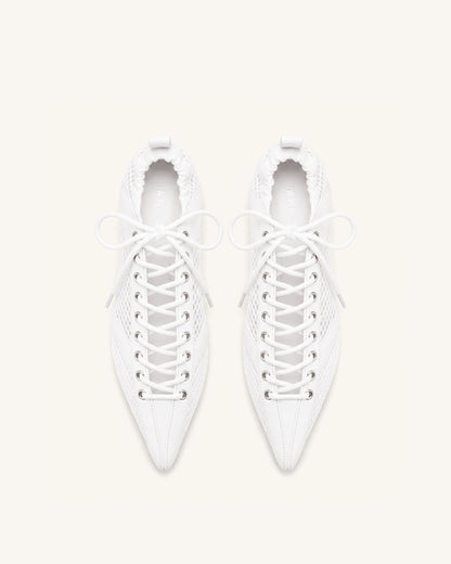 Jw Pei Ava Lace Up Mesh Flats White