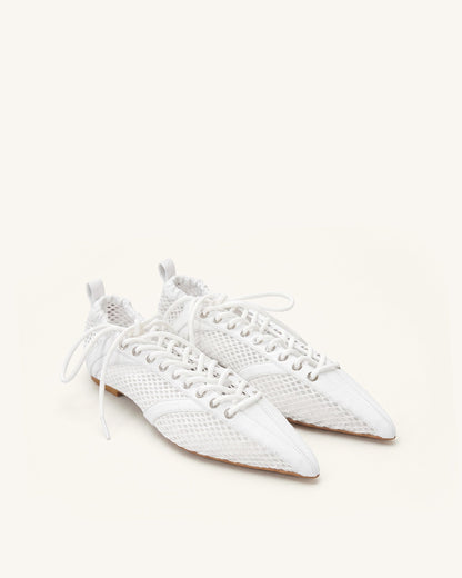 Jw Pei Ava Lace Up Mesh Flats White