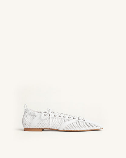 Jw Pei Ava Lace Up Mesh Flats White