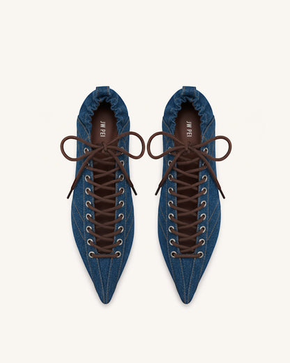 Jw Pei Ava Lace Up Flats Denim Blue