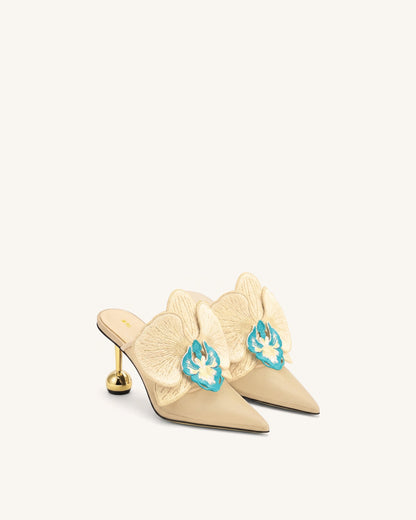 Jw Pei Sofia Orchid Sphere Heel Mules Beige