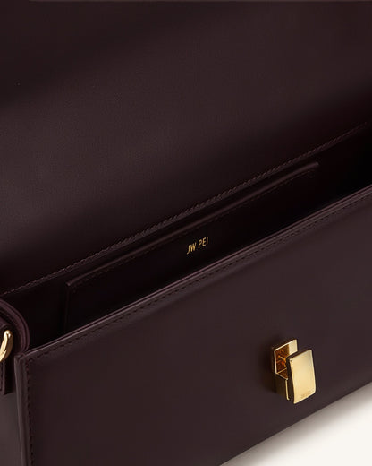 Jw Pei Delphine Flap Top Handle Bag Dark Brown