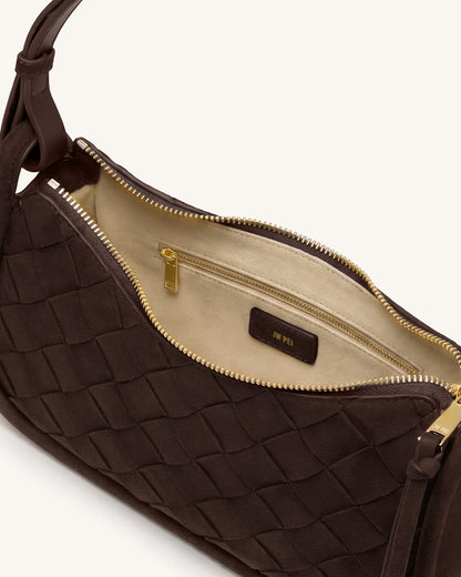Jw Pei Zirelle Woven Faux Suede Hobo Bag Brown