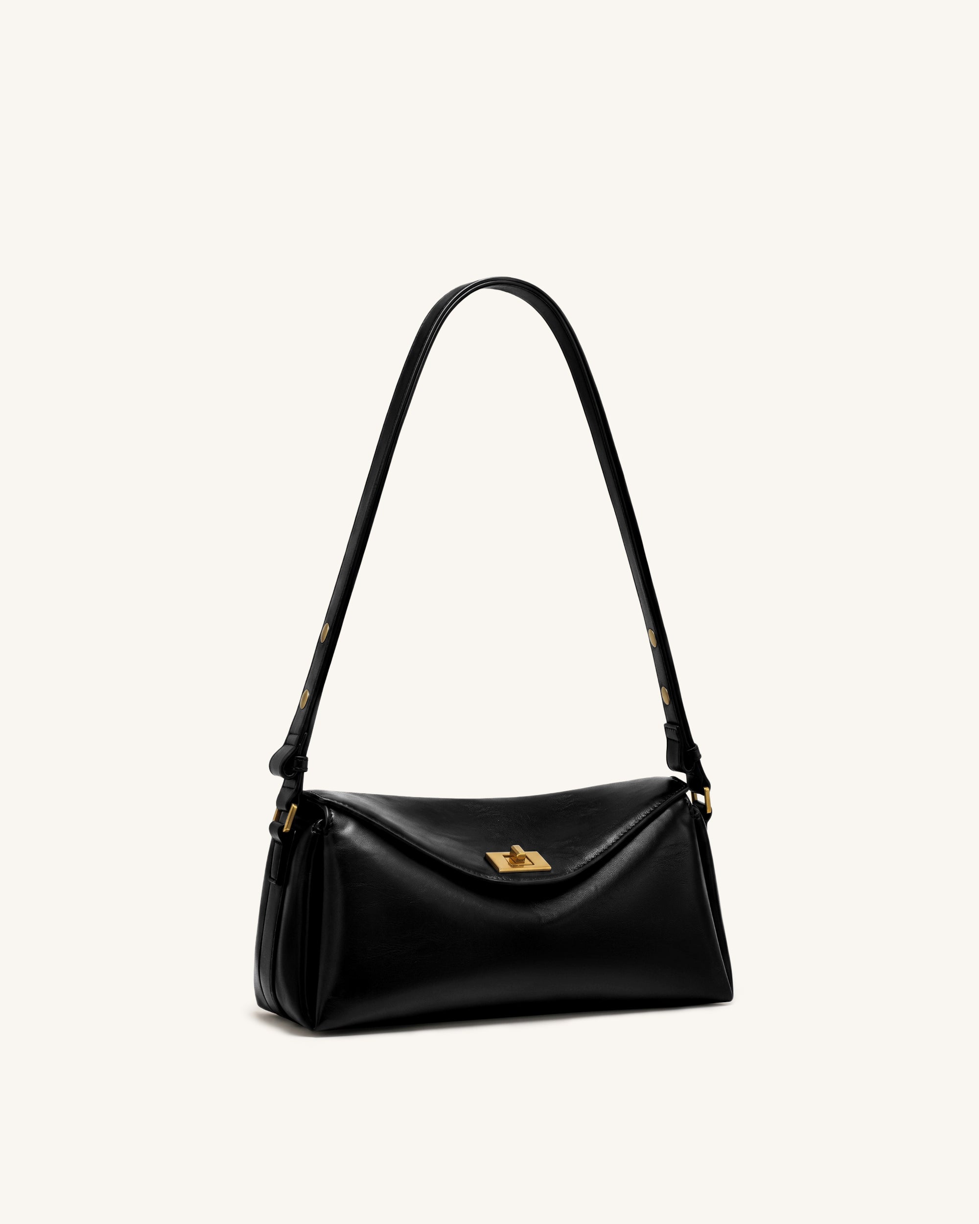 Jw Pei Lucia Asymmetric Flap Shoulder Bag Black