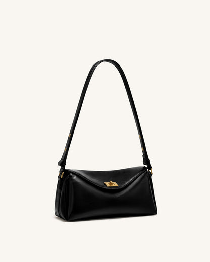 Jw Pei Lucia Asymmetric Flap Shoulder Bag Black