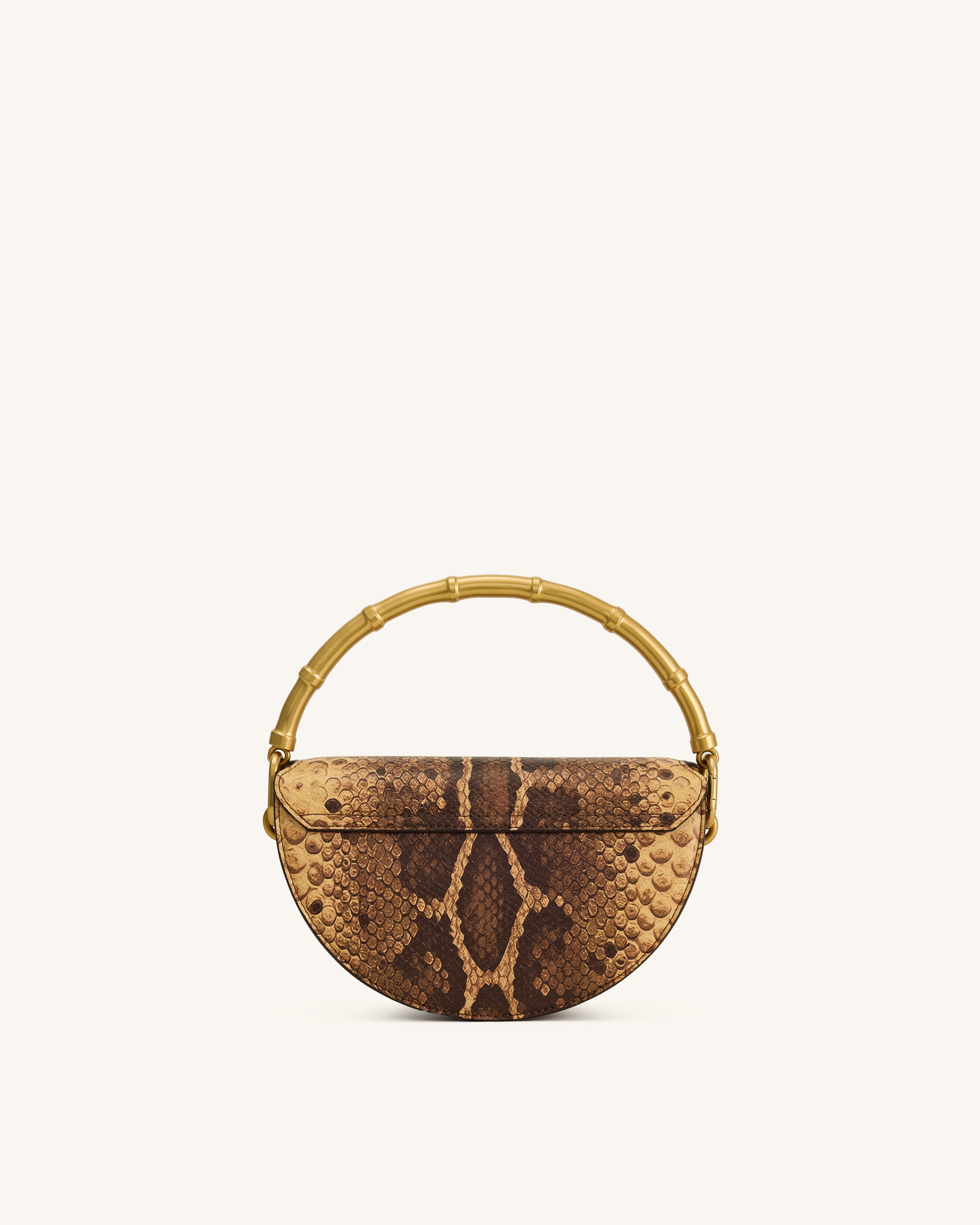 Jw Pei Sylvie Snake Print Half Moon Top Handle Bag Yellowish Brown