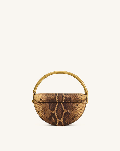 Jw Pei Sylvie Snake Print Half Moon Top Handle Bag Yellowish Brown