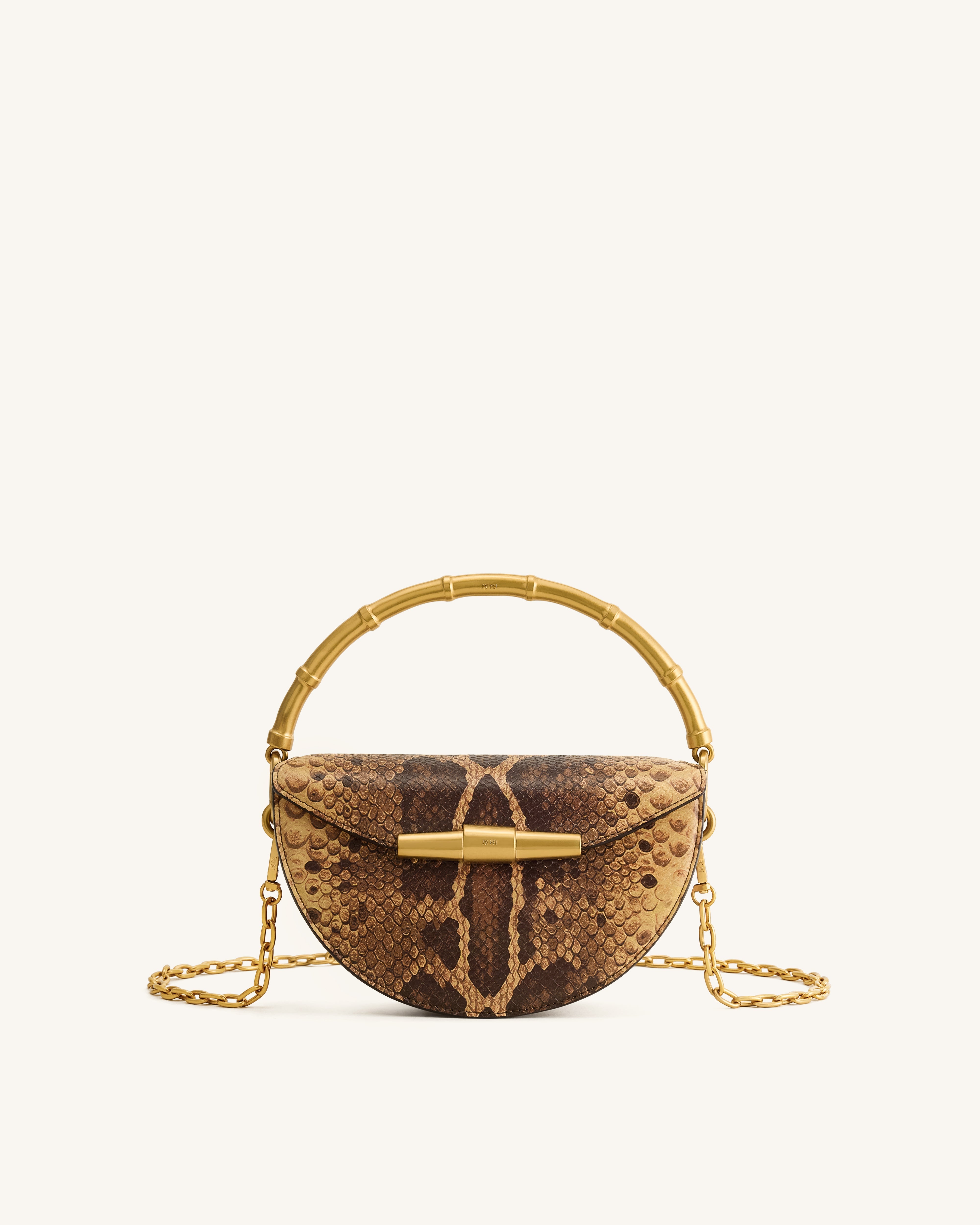 Jw Pei Sylvie Snake Print Half Moon Top Handle Bag Yellowish Brown