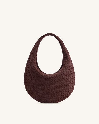 Jw Pei Nola Faux Suede Woven Hobo Shoulder Bag Dark Mocha