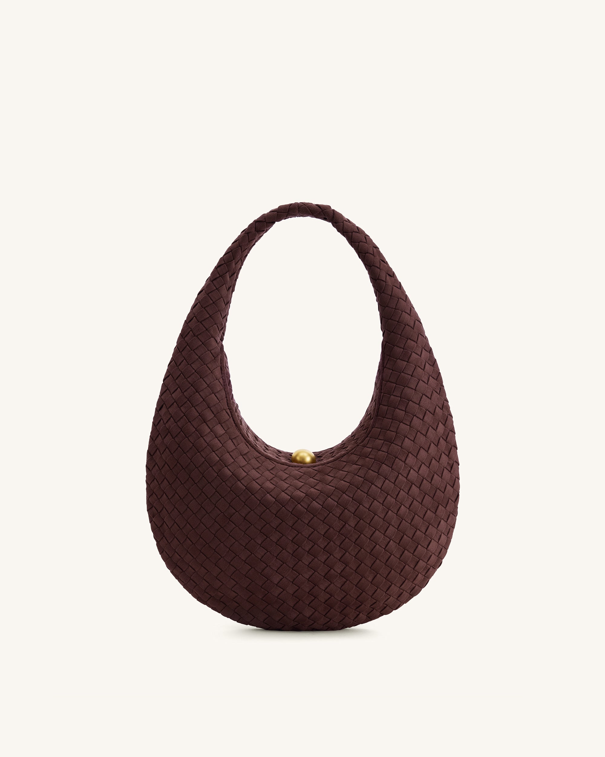 Jw Pei Nola Faux Suede Woven Hobo Shoulder Bag Dark Mocha
