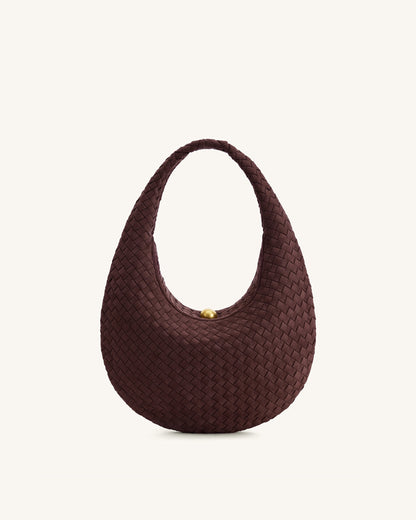 Jw Pei Nola Faux Suede Woven Hobo Shoulder Bag Dark Mocha