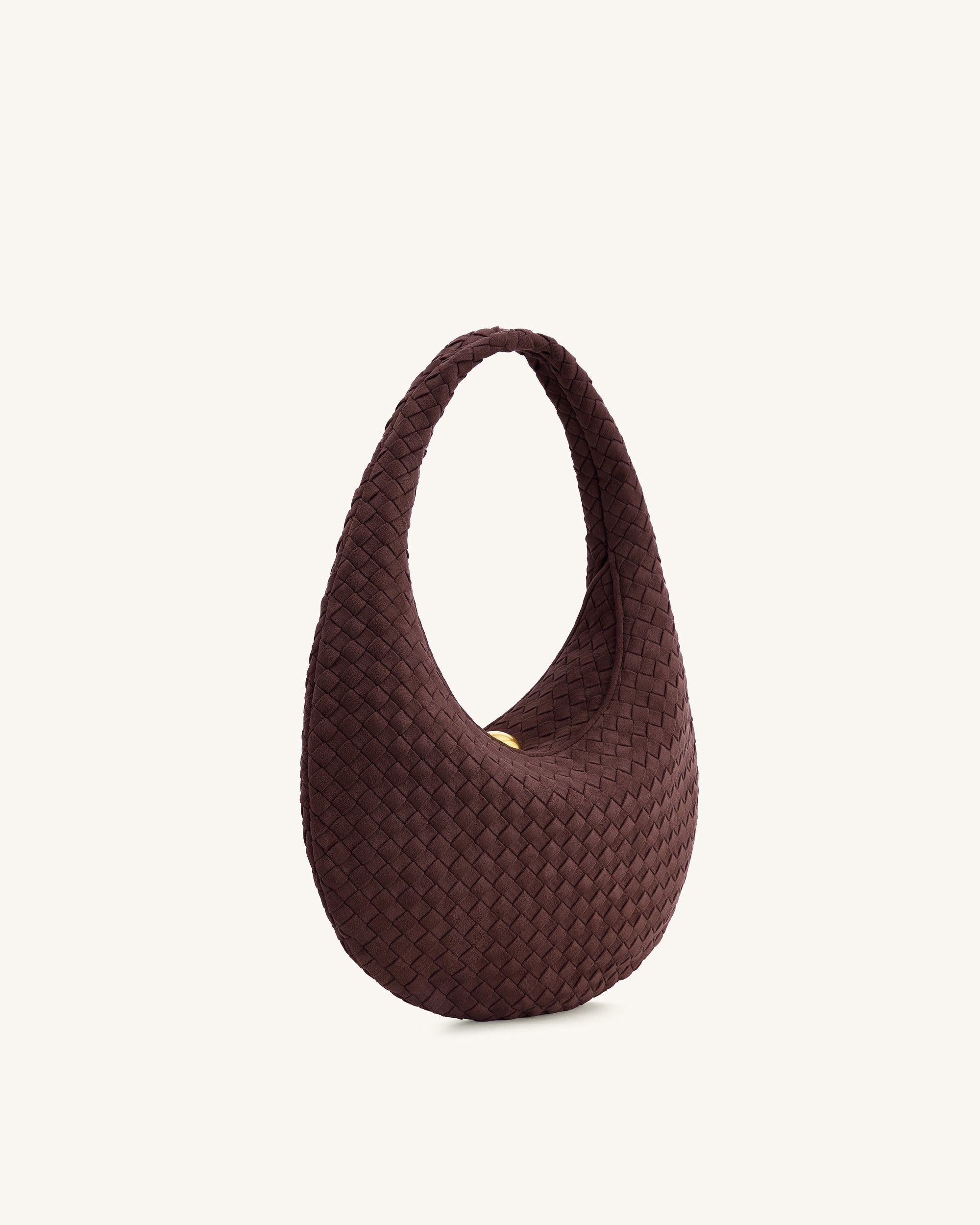 Jw Pei Nola Faux Suede Woven Hobo Shoulder Bag Dark Mocha