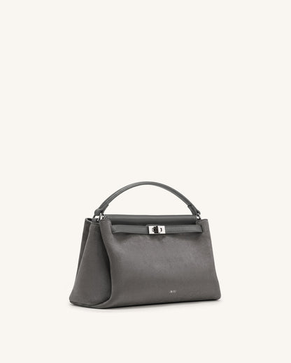 Jw Pei Carmen Faux Suede Top Handle Bag Dark Gray