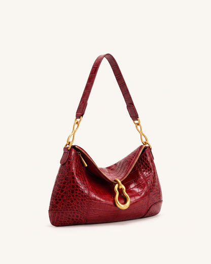 Jw Pei Jayla Metal Pendant Embellished Shoulder Bag Red Croc