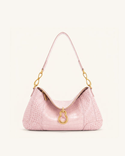 Jw Pei Jayla Metal Pendant Embellished Shoulder Bag Pink Croc