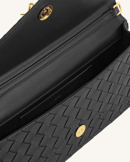 Jw Pei Celeste Woven Textured Envelope Top Handle Bag Black