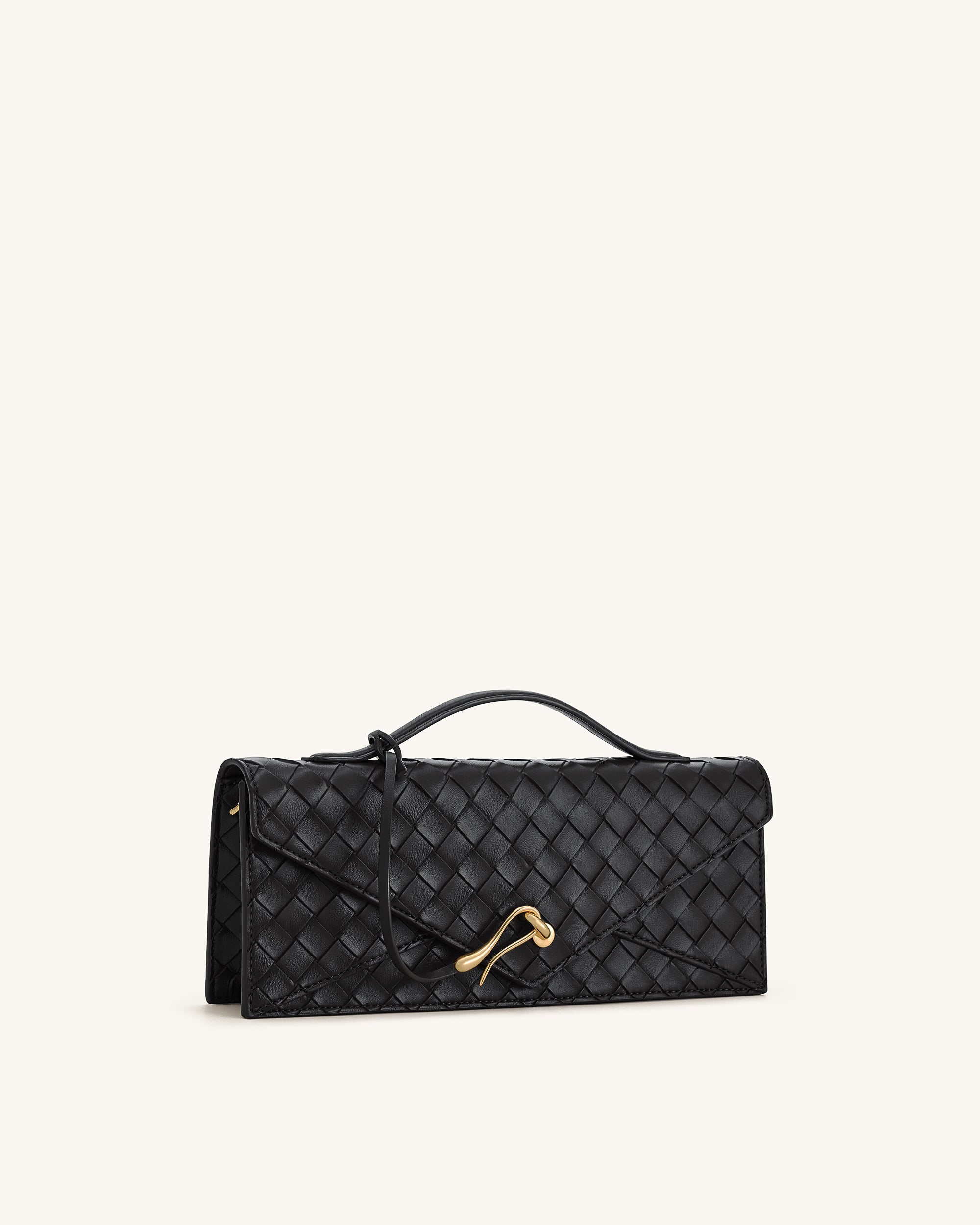 Jw Pei Celeste Woven Textured Envelope Top Handle Bag Black