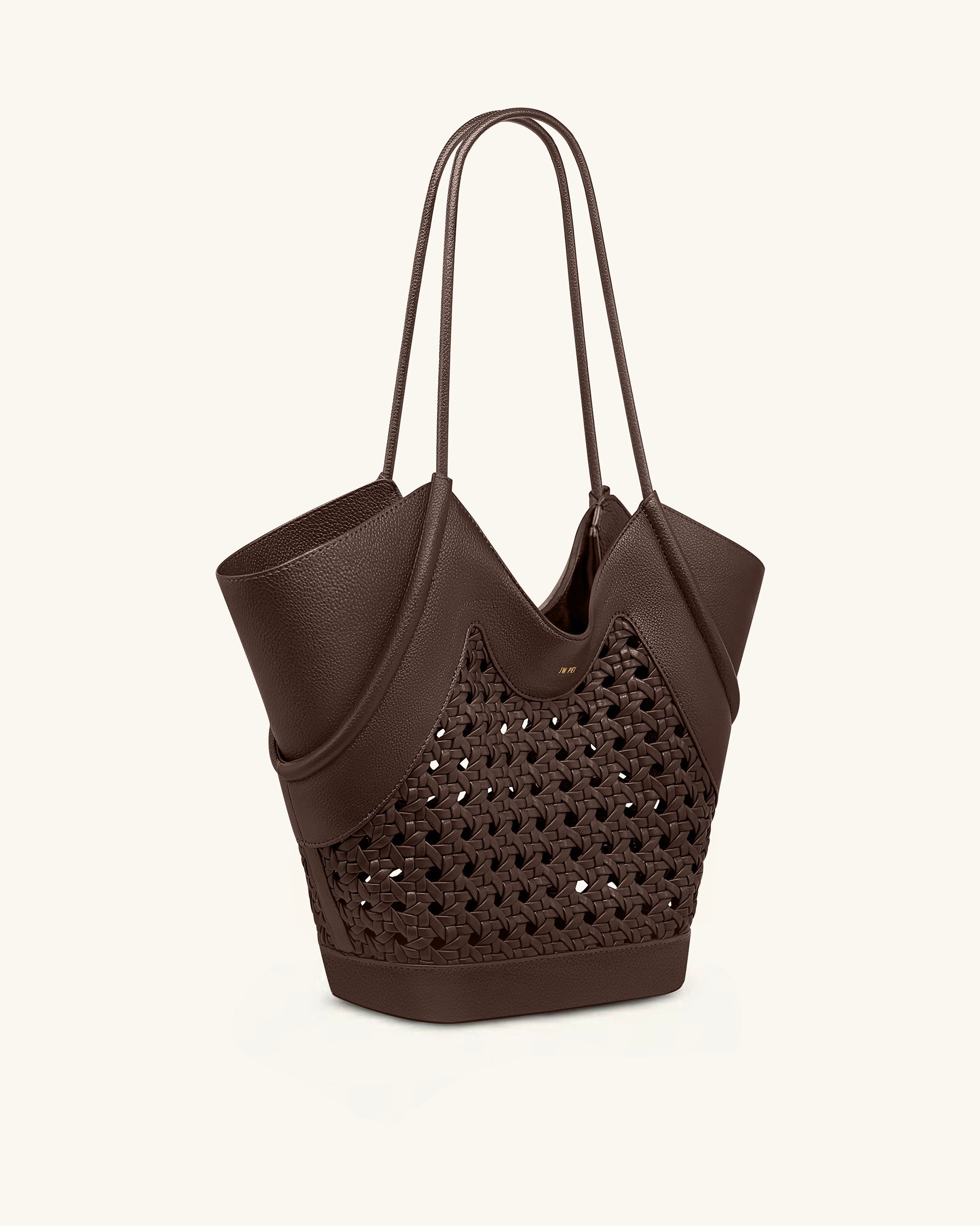 Jw Pei Maribel Woven Panel Tote Bag Dark Brown