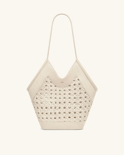 Jw Pei Maribel Woven Panel Tote Bag Ivory