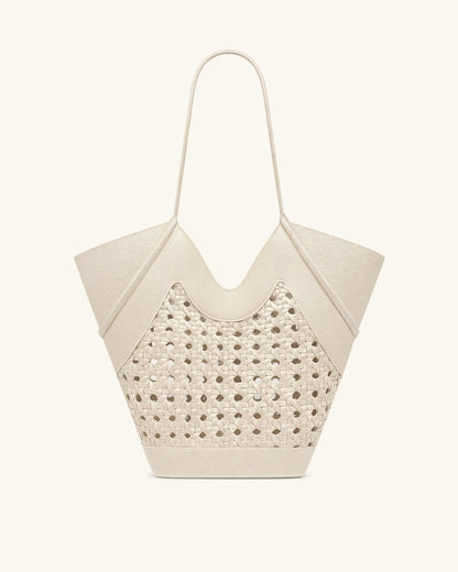 Jw Pei Maribel Woven Panel Tote Bag Ivory