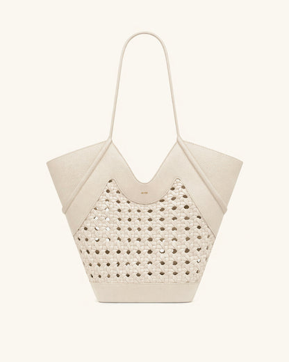 Jw Pei Maribel Woven Panel Tote Bag Ivory