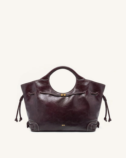 Jw Pei Virelle Waxed Vegan Leather Drawstring Tote Bag Burgundy