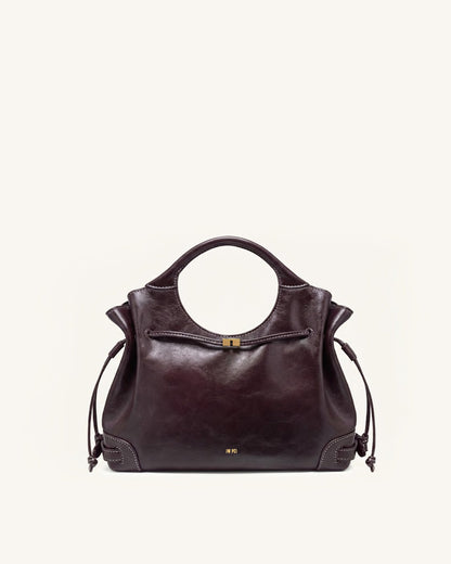 Jw Pei Virelle Waxed Vegan Leather Drawstring Tote Bag Burgundy