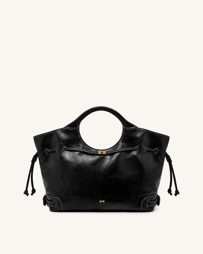 Jw Pei Virelle Waxed Vegan Leather Drawstring Tote Bag Black