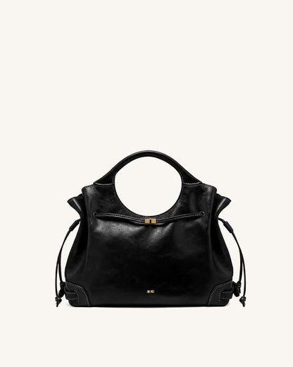 Jw Pei Virelle Waxed Vegan Leather Drawstring Tote Bag Black