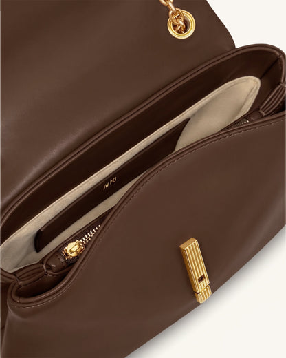 Jw Pei Valerie Chain Flap Shoulder Bag Dark Brown