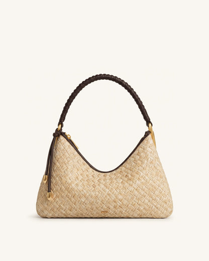 Jw Pei Lorena Faux Straw Shoulder Bag Brown