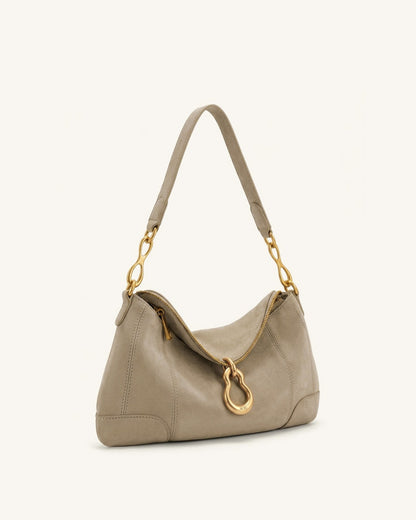 Jw Pei Jayla Faux Suede Metal Pendant Embellished Shoulder Bag Grey