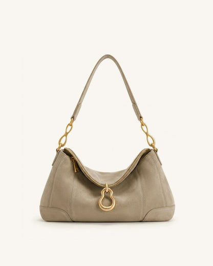 Jw Pei Jayla Faux Suede Metal Pendant Embellished Shoulder Bag Grey