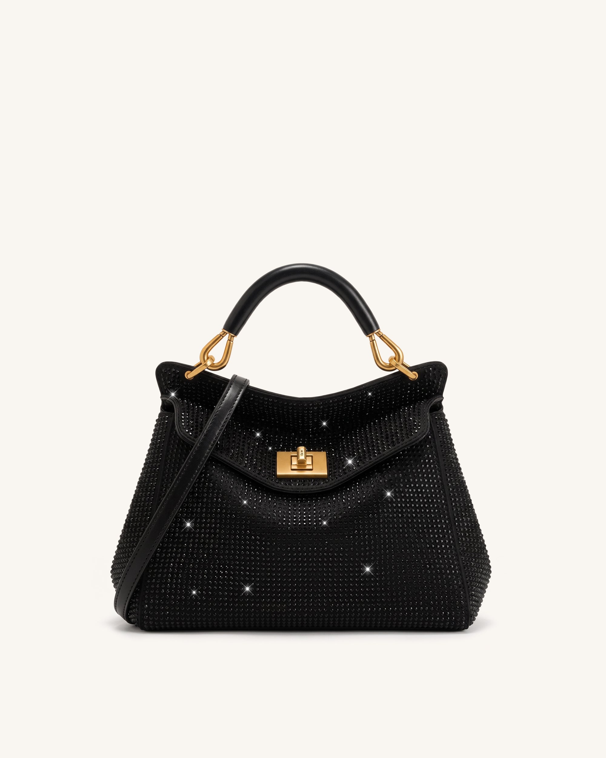 Jw Pei Lucia Classic Artificial Crystal Top Handle Bag Black