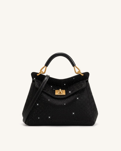 Jw Pei Lucia Classic Artificial Crystal Top Handle Bag Black
