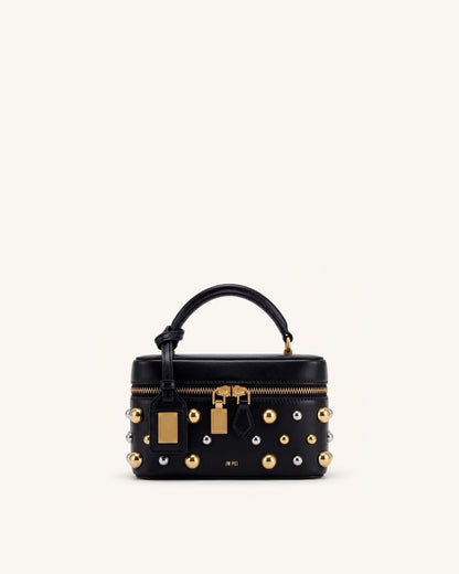 Jw Pei Cleo Studded Box Shape Top Handle Bag Black