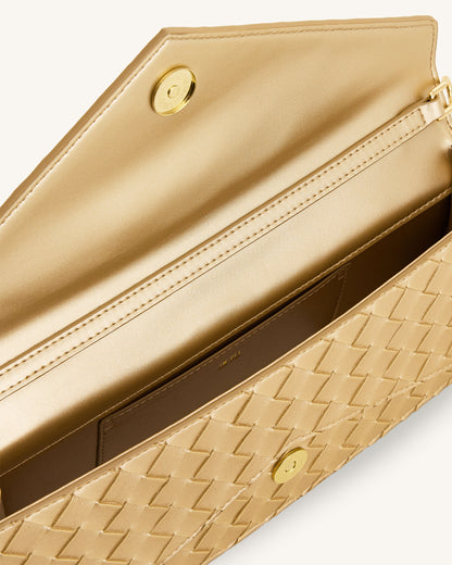 Jw Pei Celeste Woven Textured Envelope Top Handle Bag Champagne Gold
