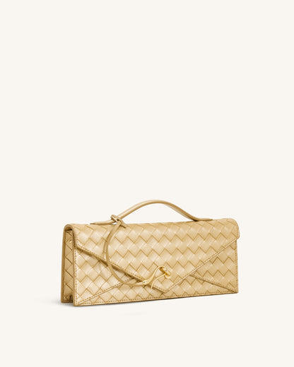 Jw Pei Celeste Woven Textured Envelope Top Handle Bag Champagne Gold