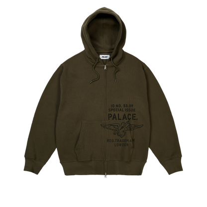 Palace Skateboards DOVE Stamp Waffle ZIP HOOD Black