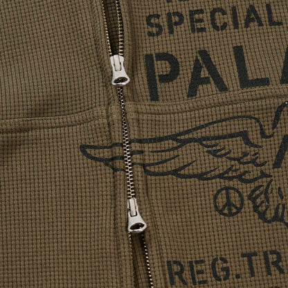 Palace Skateboards DOVE Stamp Waffle ZIP HOOD ARMY Olive