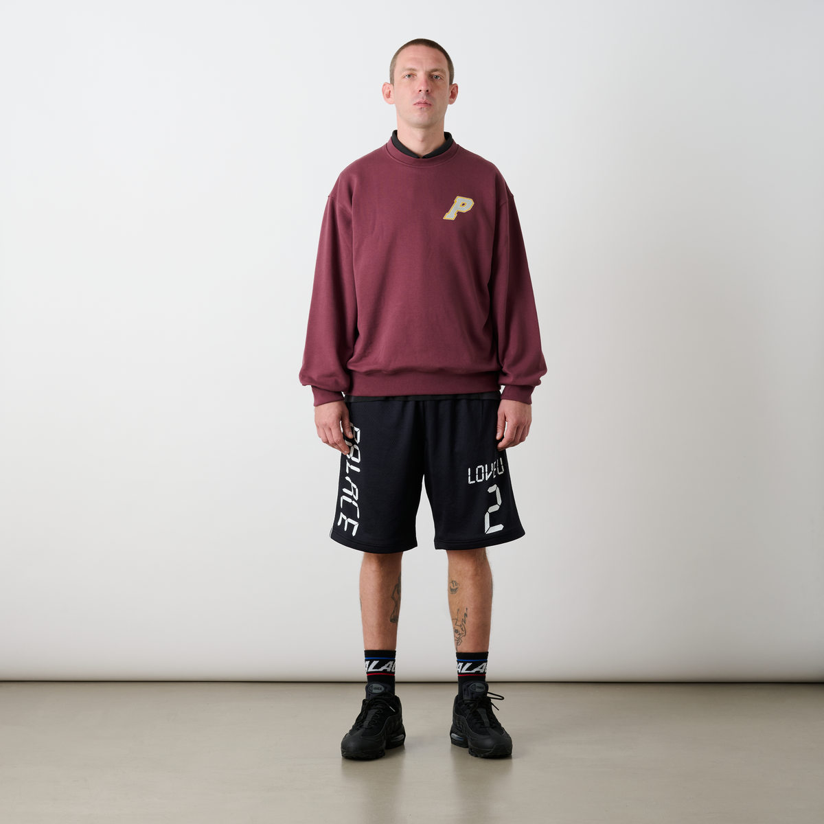 Palace Skateboards P3 Stitch CREW Maroonish