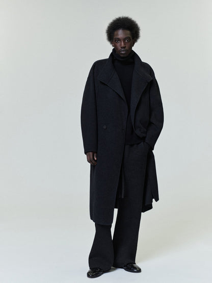 Essentials Wool Cashmere Highneck Coat Charcoal
