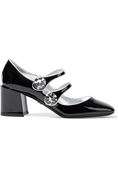 Dolce&Gabbana Jackie Crystal-Embellished Patent-Leather Mary Jane Pumps Black Women's