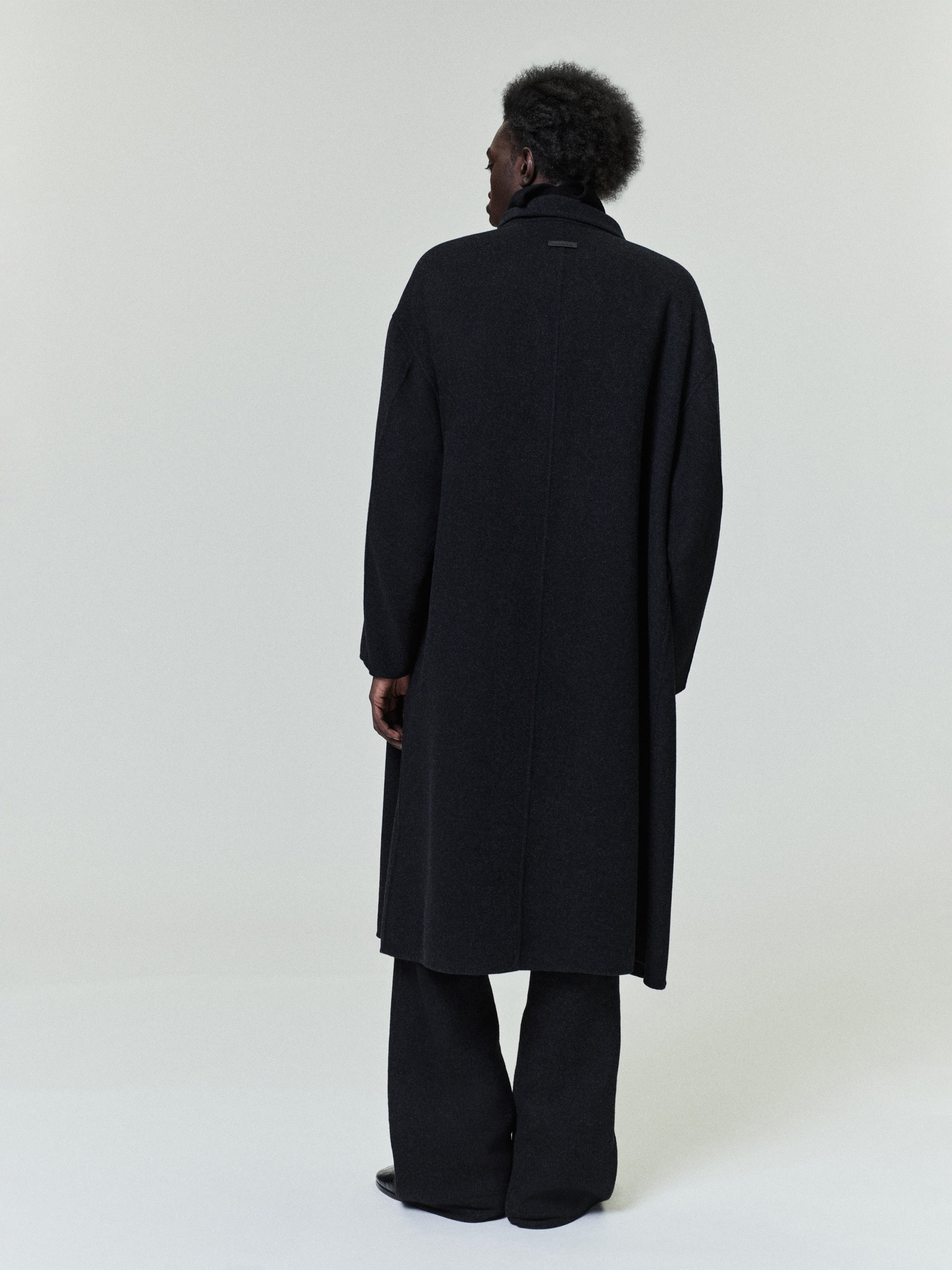 Essentials Wool Cashmere Highneck Coat Charcoal