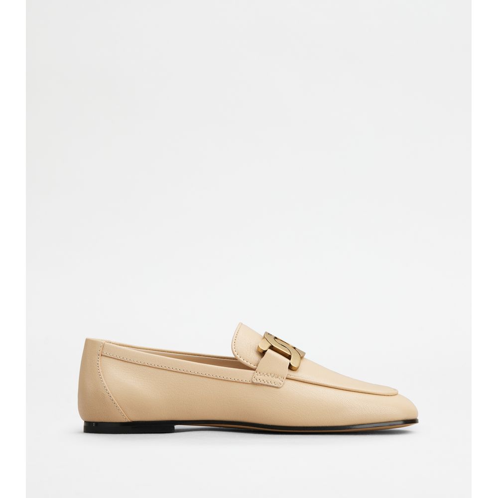 Tods Kate Loafers In Leather Beige Womens