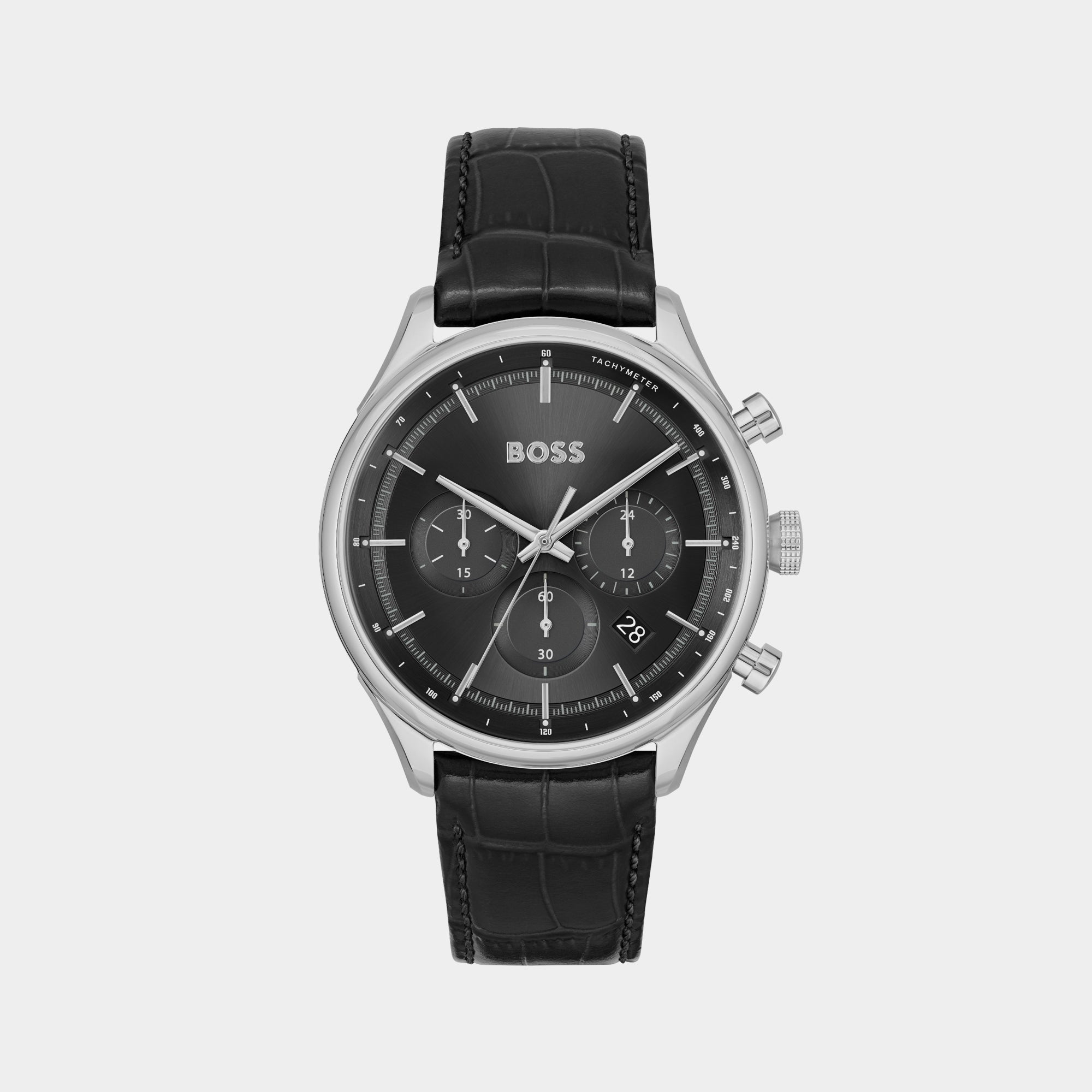 Boss Gregor Men Quartz Black Dial Chronograph Leather Watch 1514049