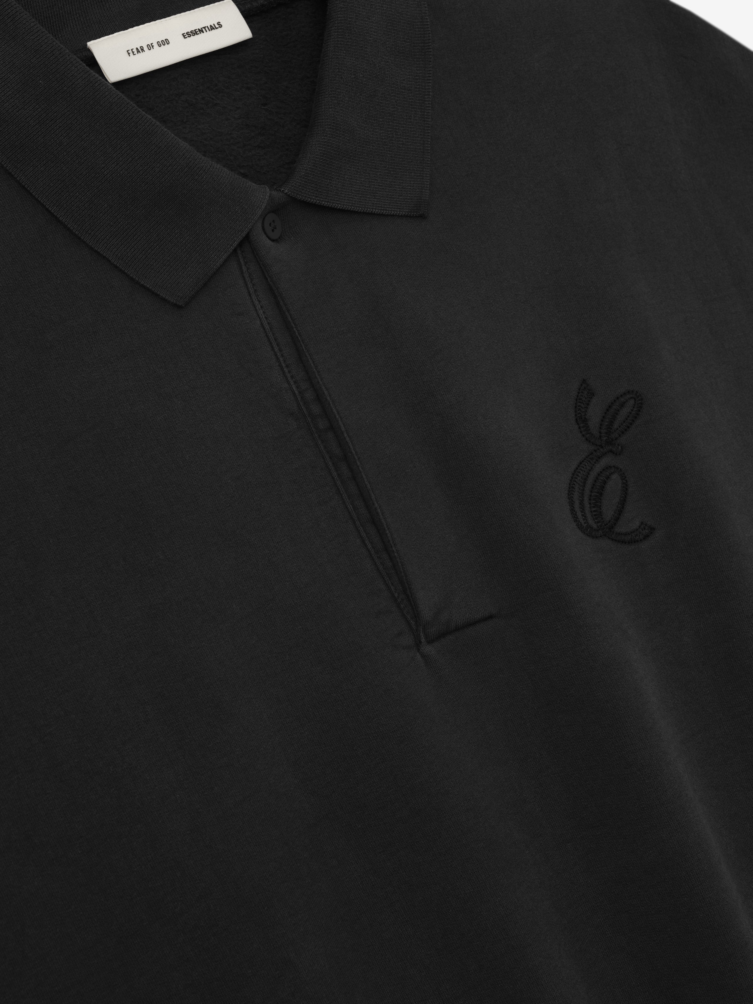 Essentials Embroidered Classic Polo Sweatshirt Vintage Black