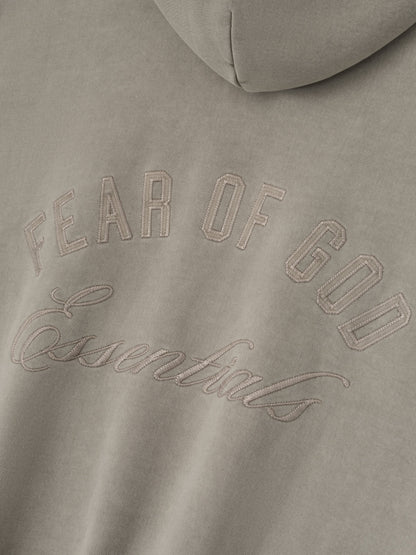 Essentials Embroidered Classic Full Zip Hoodie Smoke Grey